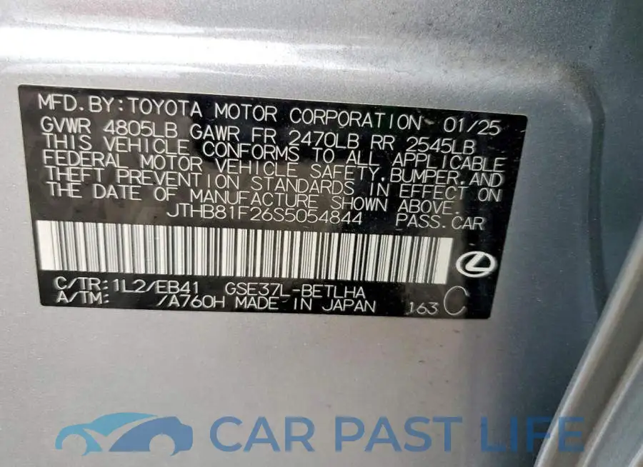 JTHB81F26S5054844# 12