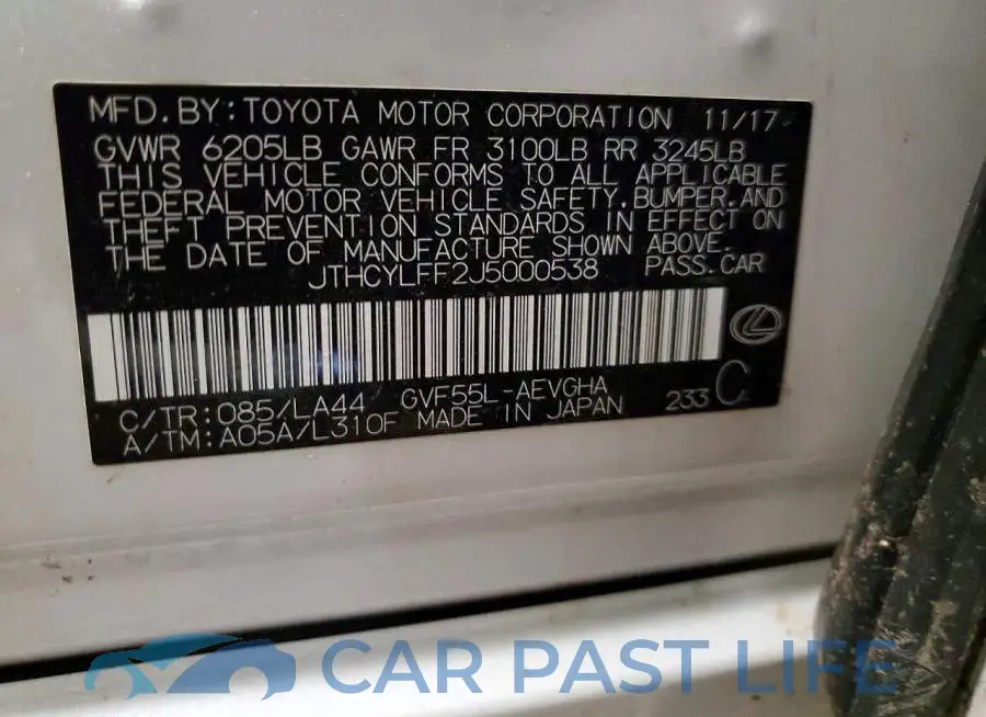 JTHCYLFF2J5000538# 13