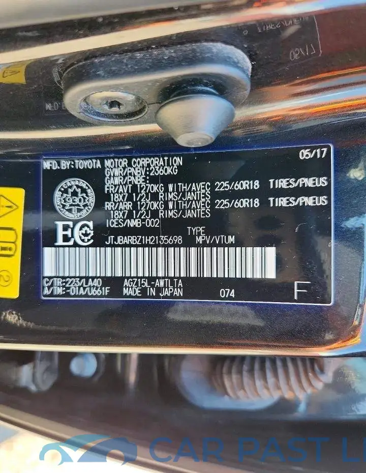 JTJBARBZ1H2135698# 14