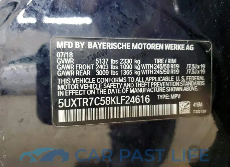 5UXTR7C58KLF24616# 12