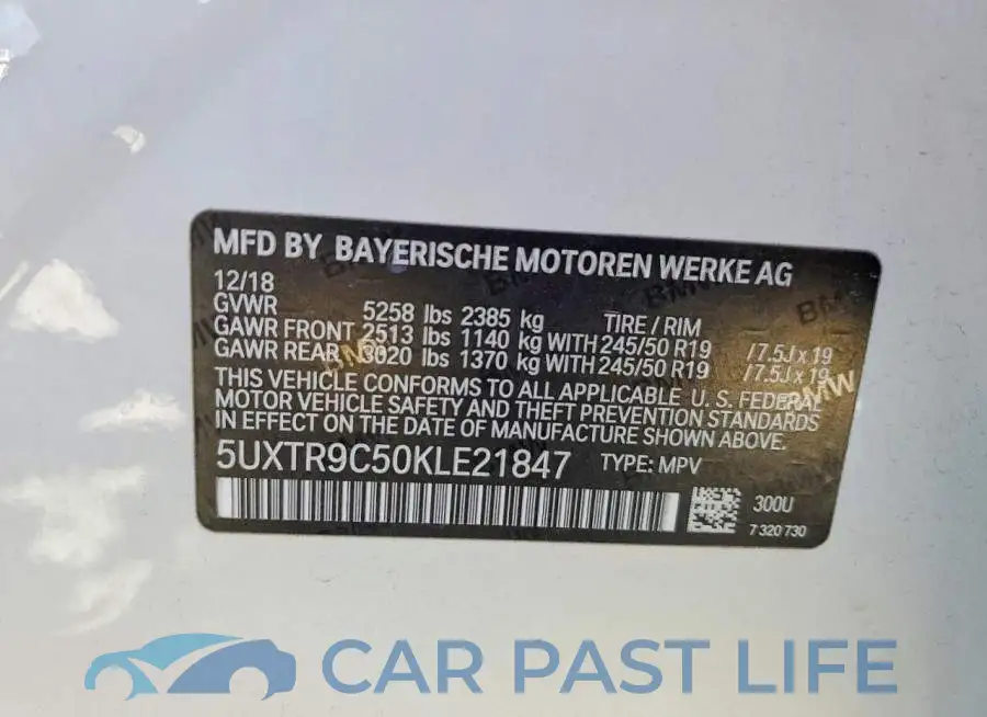 5UXTR9C50KLE21847# 13