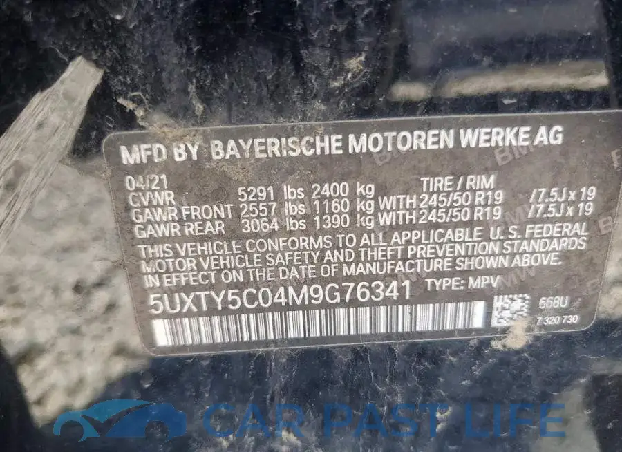5UXTY5C04M9G76341# 13