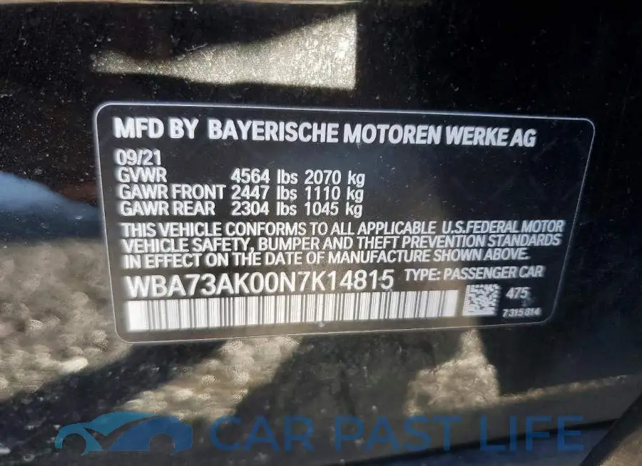 WBA73AK00N7K14815# 12