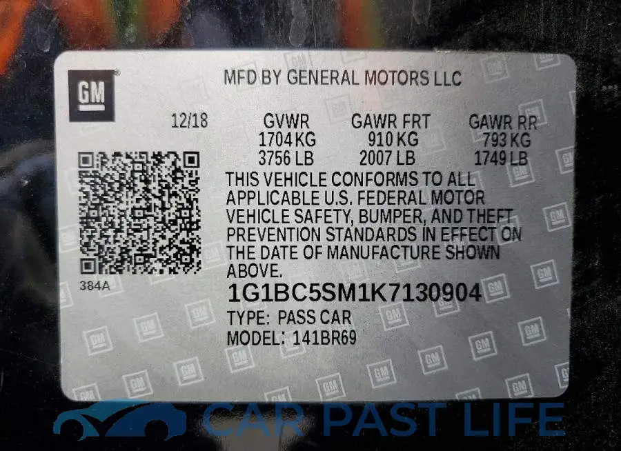 1G1BC5SM1K7130904# 12