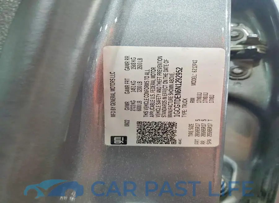 1GCGTDEN6N1292952# 12
