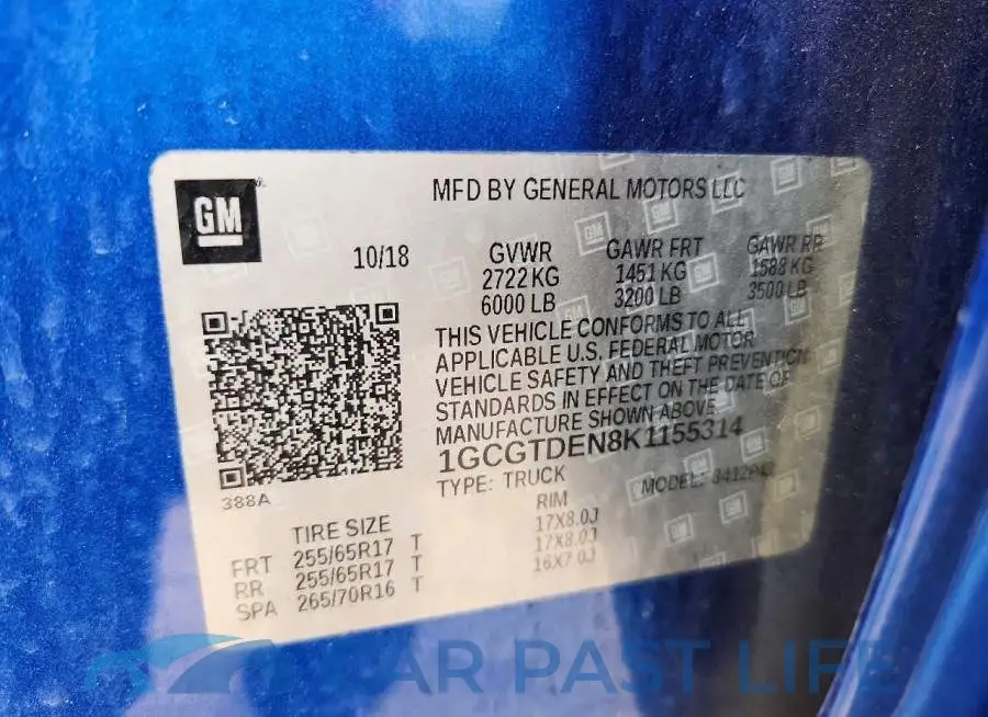 1GCGTDEN8K1155314# 12