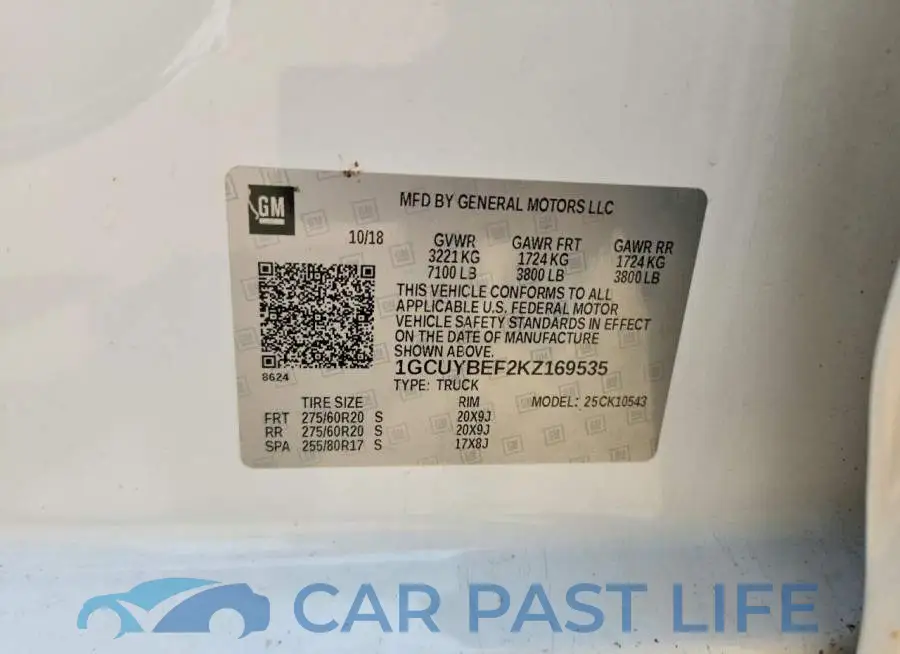 1GCUYBEF2KZ169535# 12