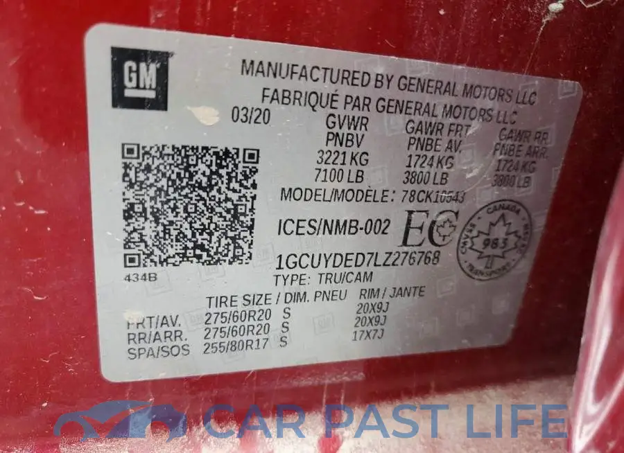 1GCUYDED7LZ276768# 12