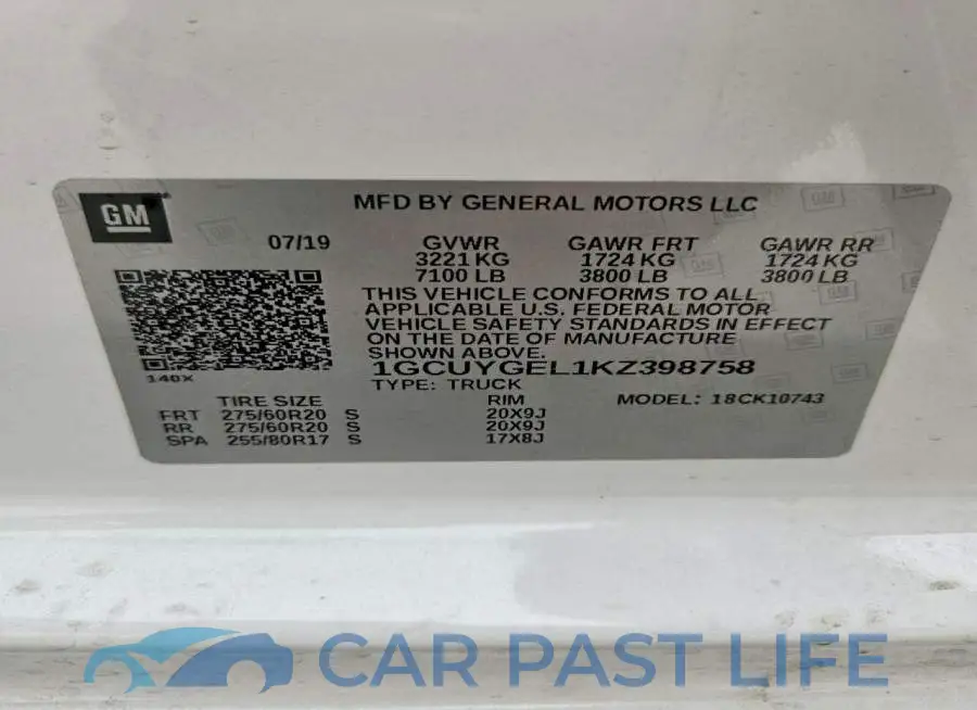 1GCUYGEL1KZ398758# 12