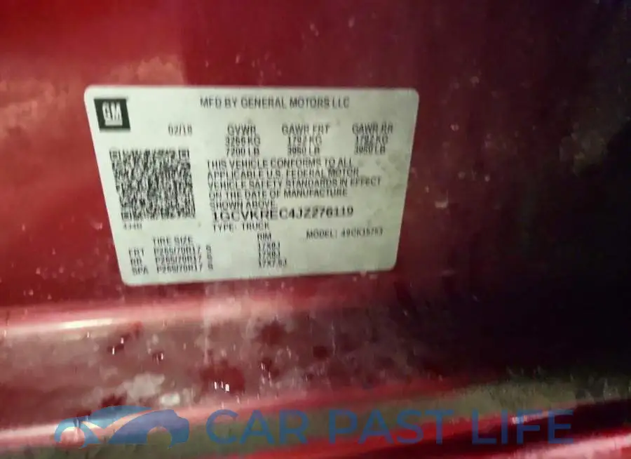 1GCVKREC4JZ276119# 12