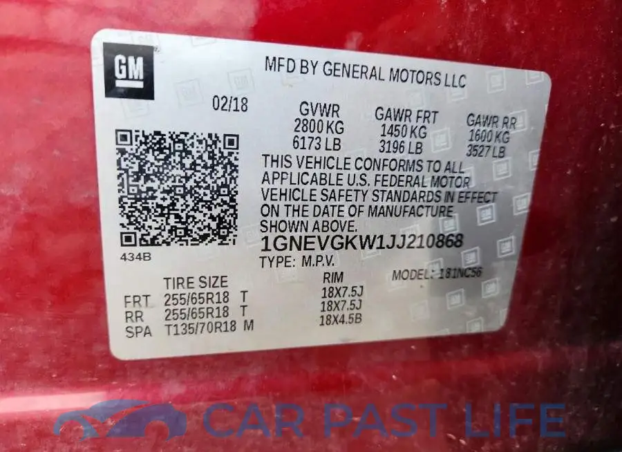 1GNEVGKW1JJ210868# 13