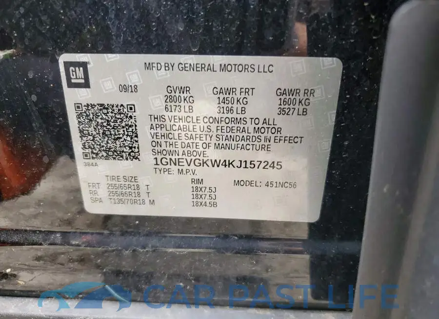 1GNEVGKW4KJ157245# 13