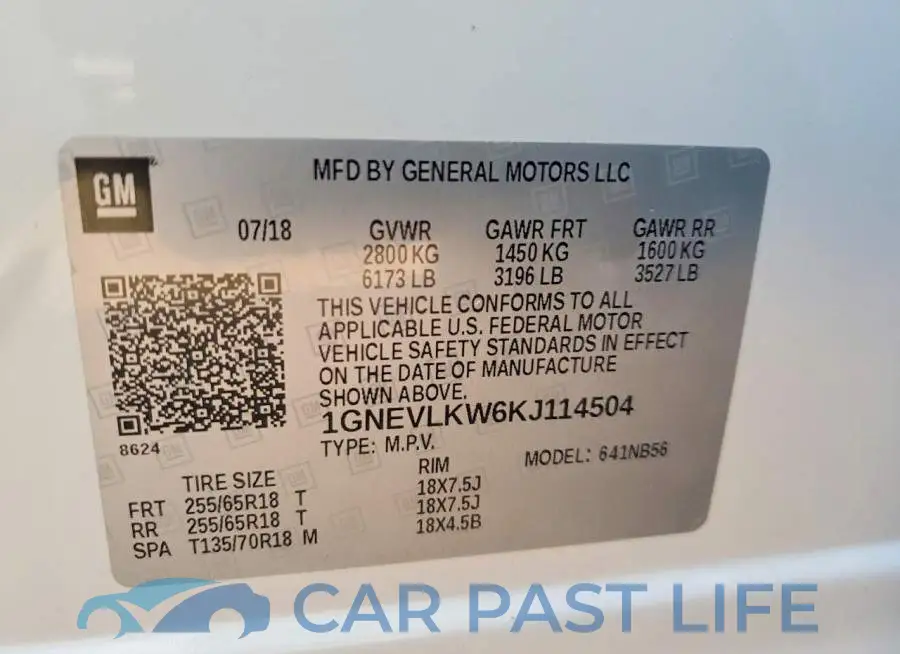 1GNEVLKW6KJ114504# 13