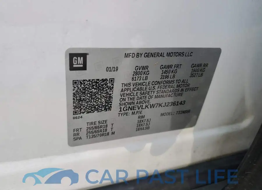 1GNEVLKW7KJ236143# 13
