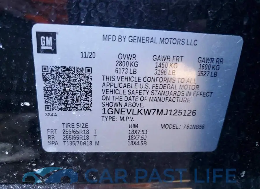 1GNEVLKW7MJ125126# 14