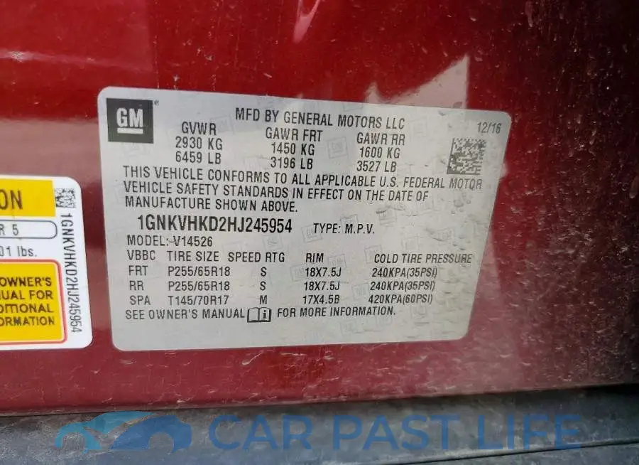 1GNKVHKD2HJ245954# 13