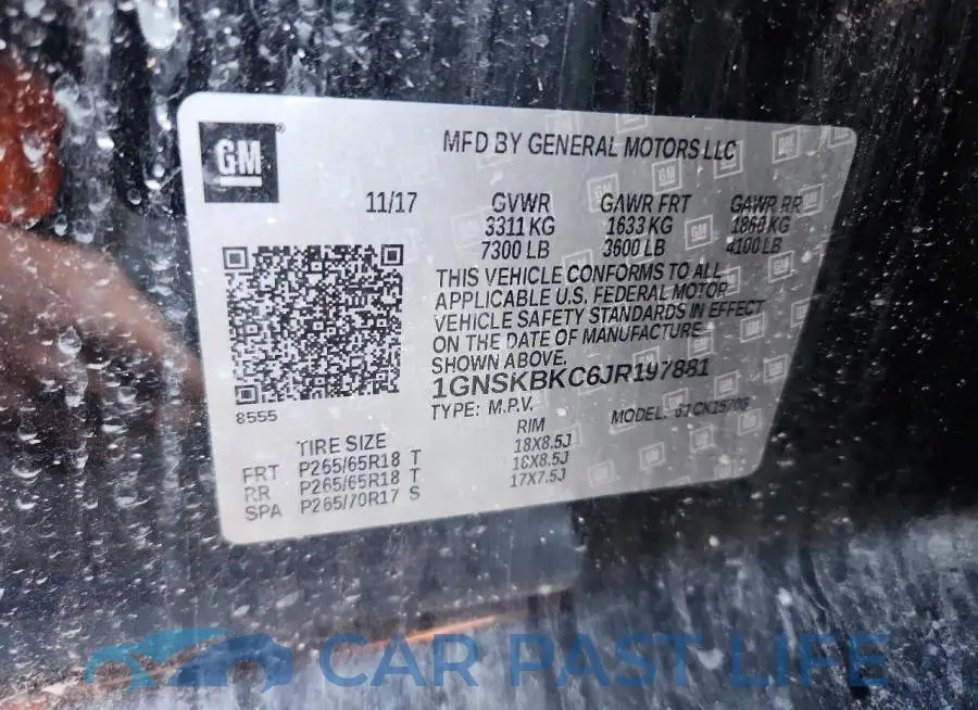 1GNSKBKC6JR197881# 12