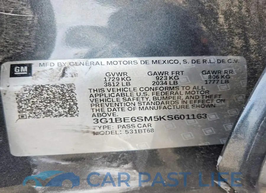 3G1BE6SM5KS601163# 12