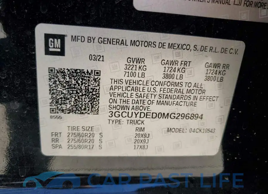 3GCUYDED0MG296894# 12