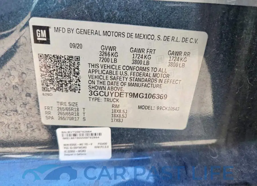 3GCUYDET9MG106369# 12