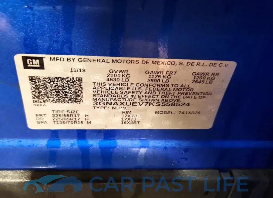 3GNAXUEV7KS558524# 13
