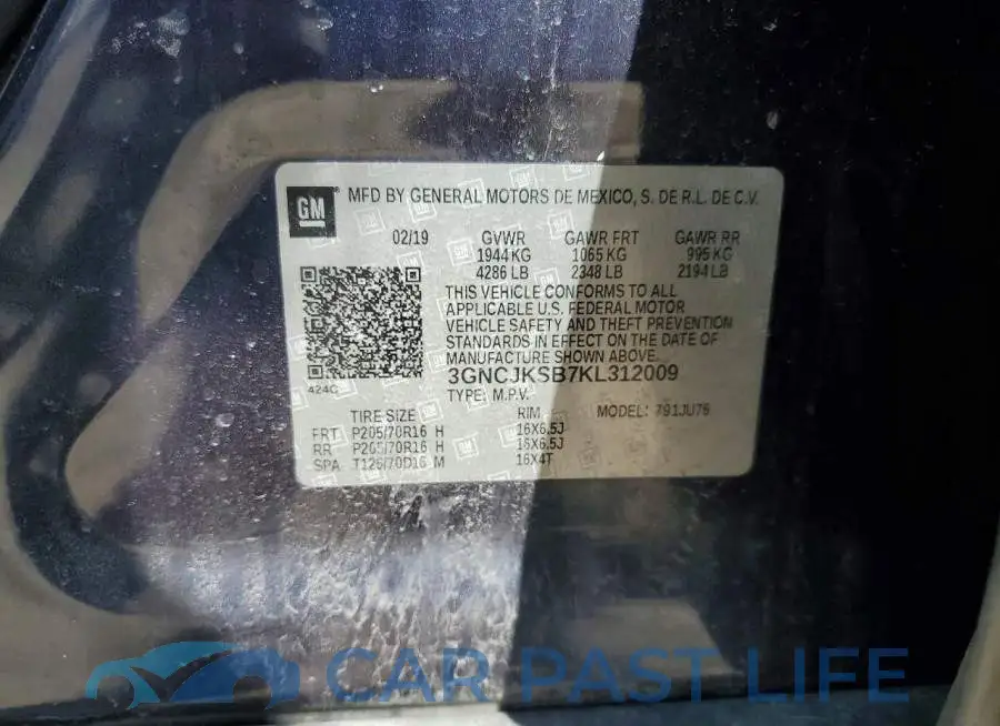 3GNCJKSB7KL312009# 13