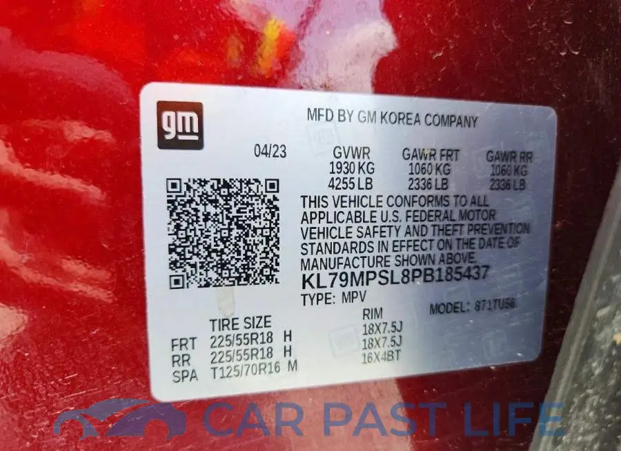 KL79MPSL8PB185437# 13
