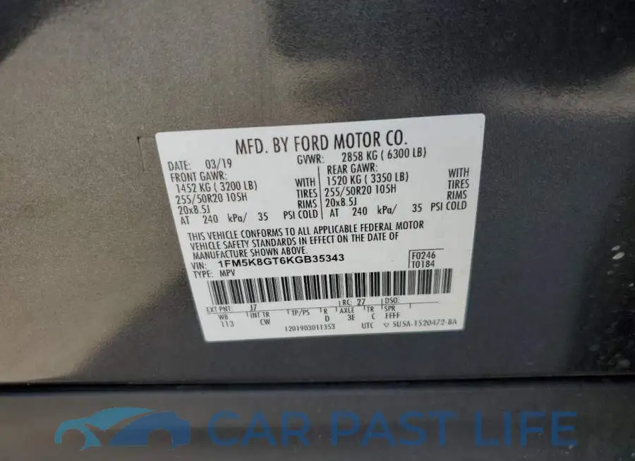 1FM5K8GT6KGB35343# 14
