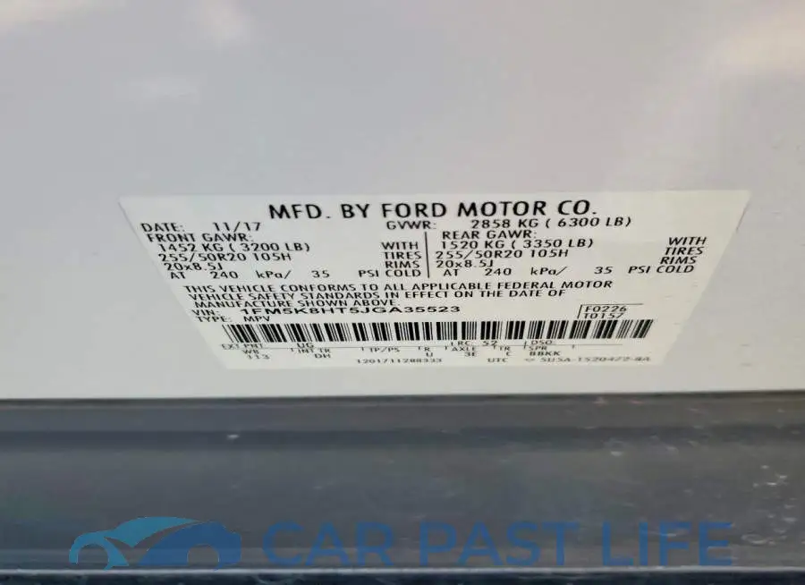 1FM5K8HT5JGA35523# 13
