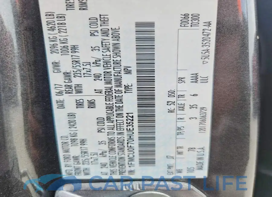 1FMCU0F70HUE35221# 12