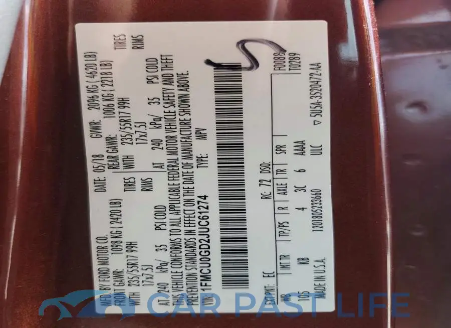 1FMCU0GD2JUC61274# 13