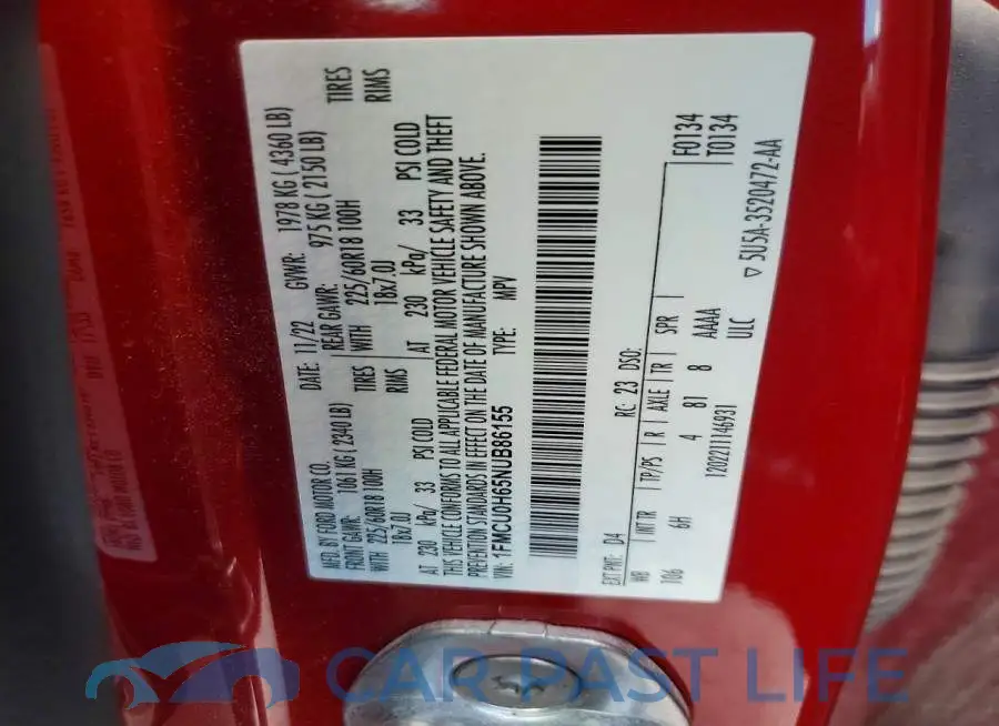 1FMCU0H65NUB86155# 12