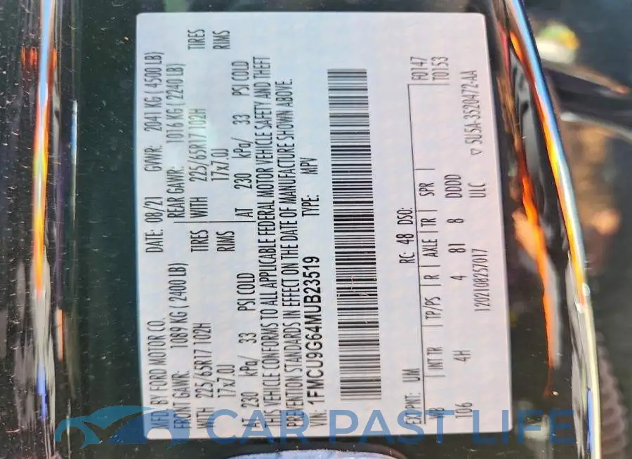 1FMCU9G64MUB23519# 13