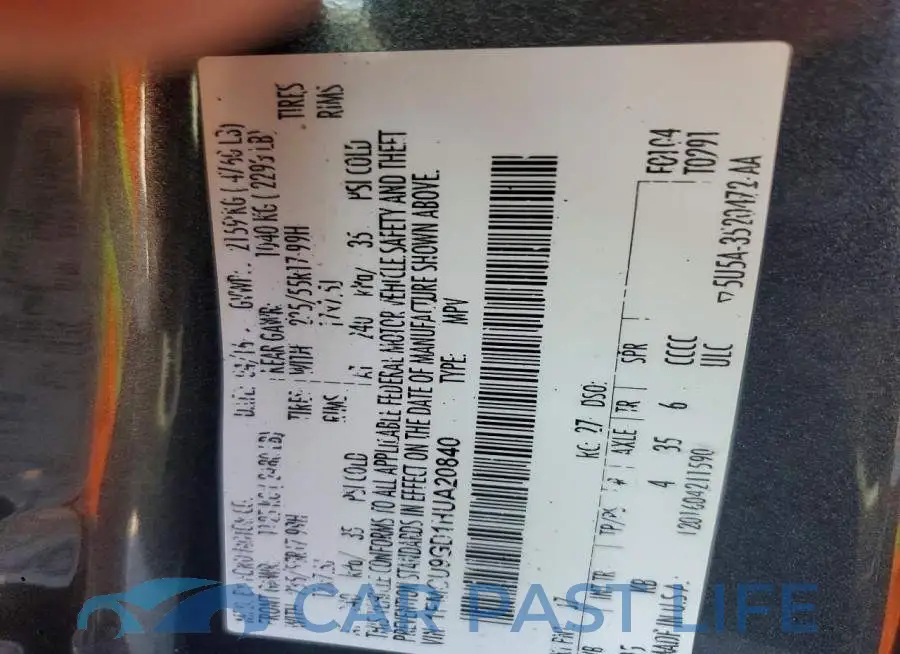1FMCU9GD1HUA20840# 13