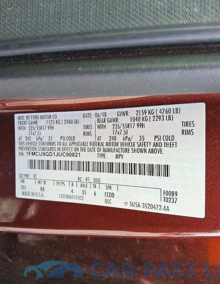 1FMCU9GD1JUC90821# 12