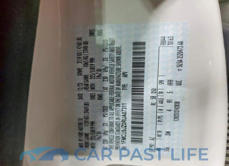 1FMCU9JZ0RUA07311# 13
