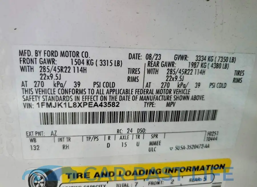 1FMJK1L8XPEA43582# 13
