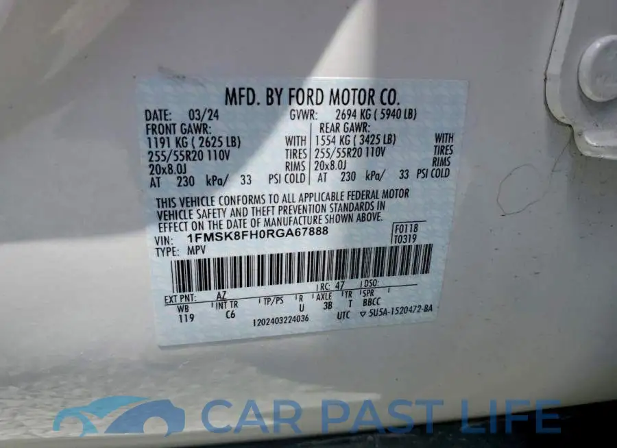 1FMSK8FH0RGA67888# 13