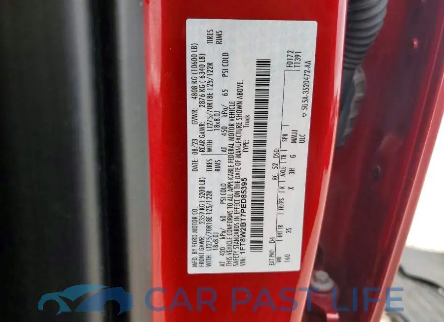 1FT8W2BT7PED85395# 12
