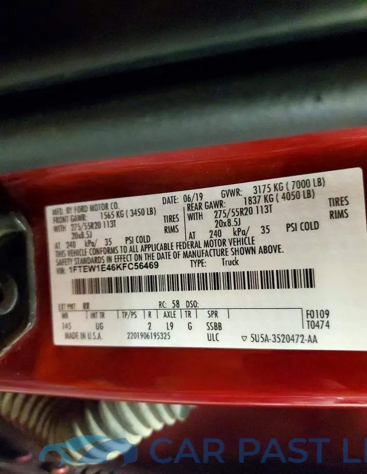 1FTEW1E46KFC56469# 12