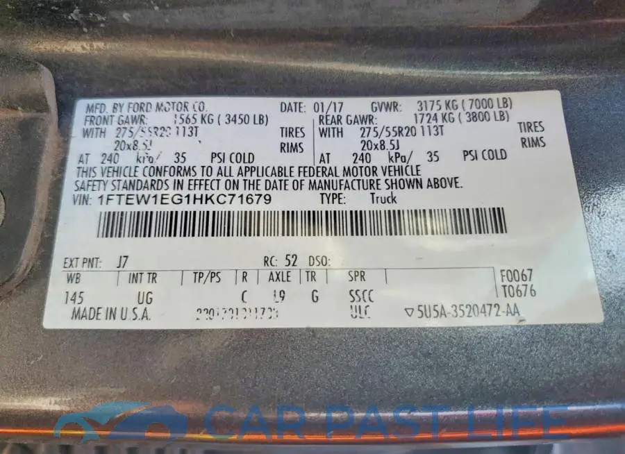 1FTEW1EG1HKC71679# 12