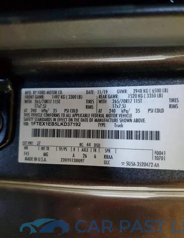 1FTEX1EB5LKD37192# 12
