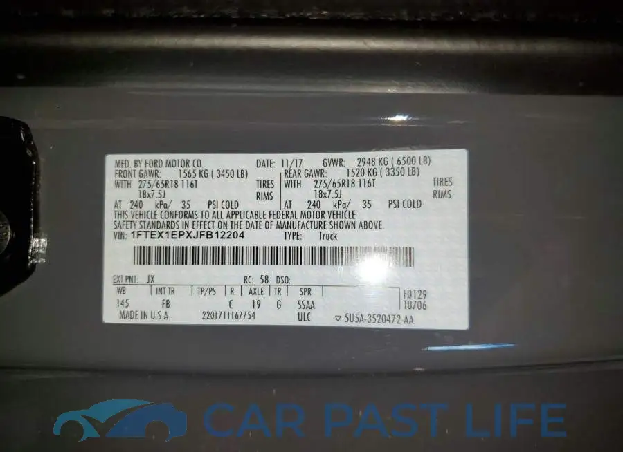 1FTEX1EPXJFB12204# 12