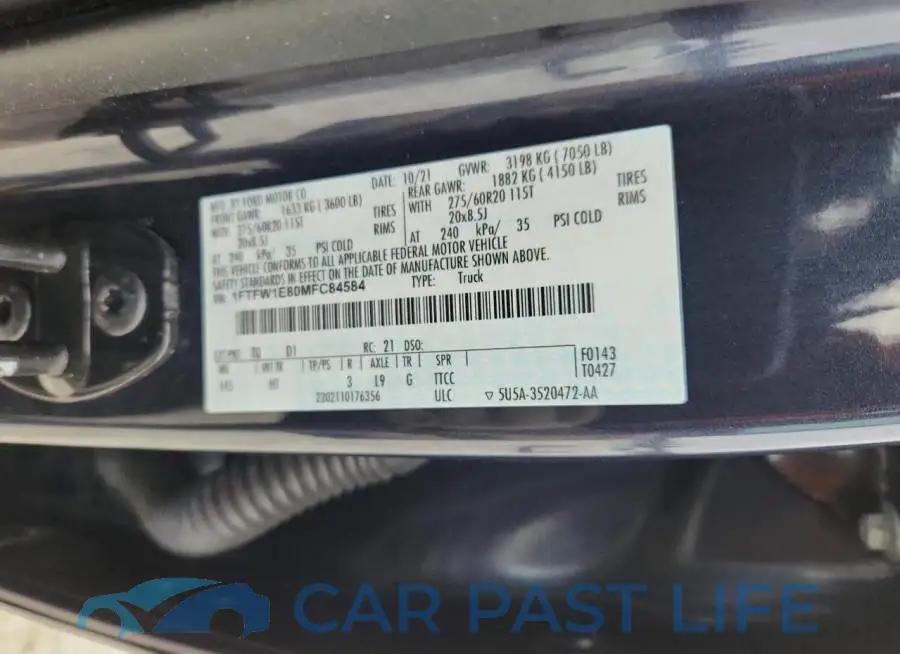 1FTFW1E80MFC84584# 12