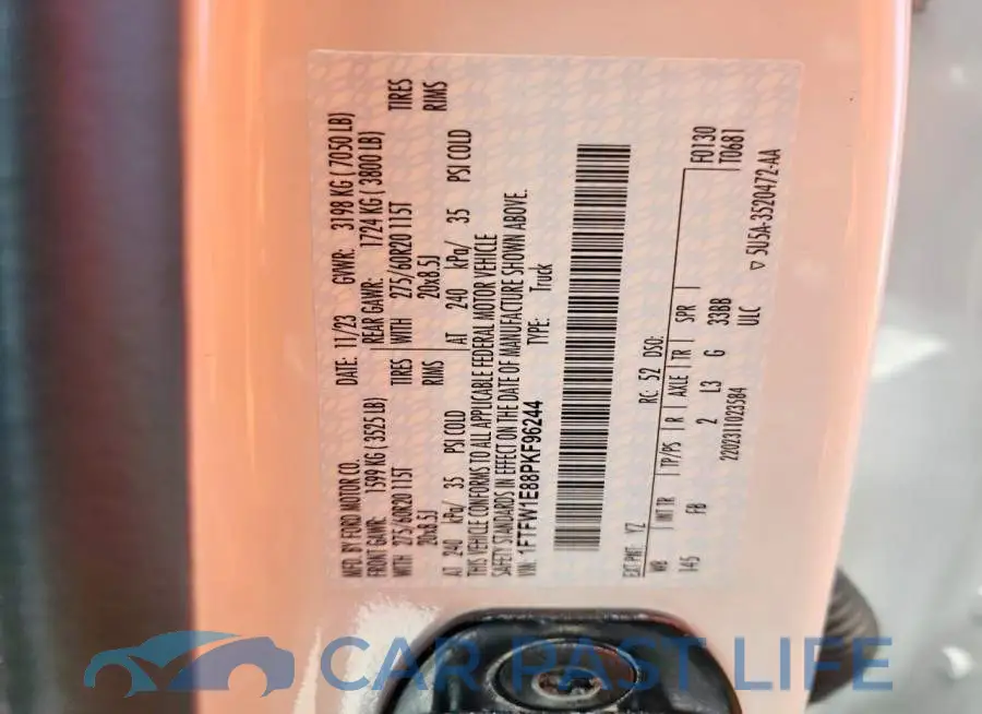 1FTFW1E88PKF96244# 13