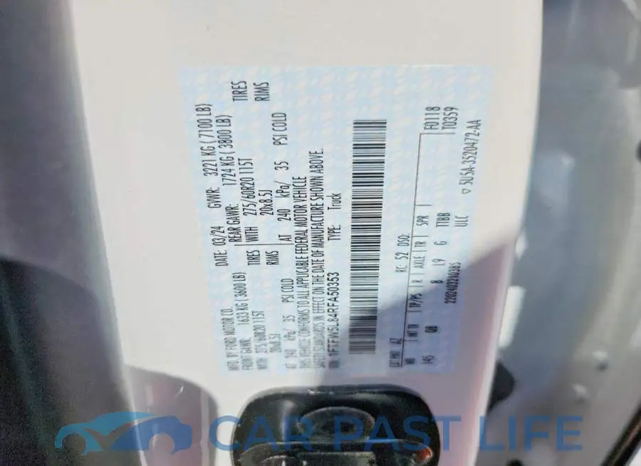 1FTFW5L84RFA50353# 12