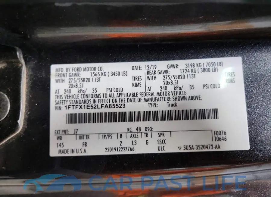 1FTFX1E52LFA85523# 12