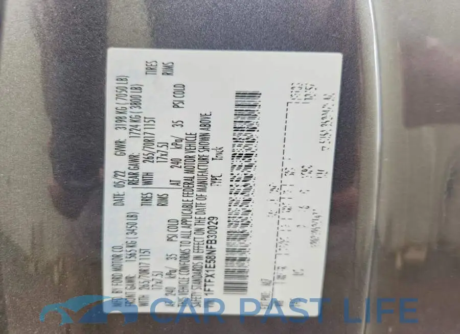 1FTFX1E58NFB30029# 12