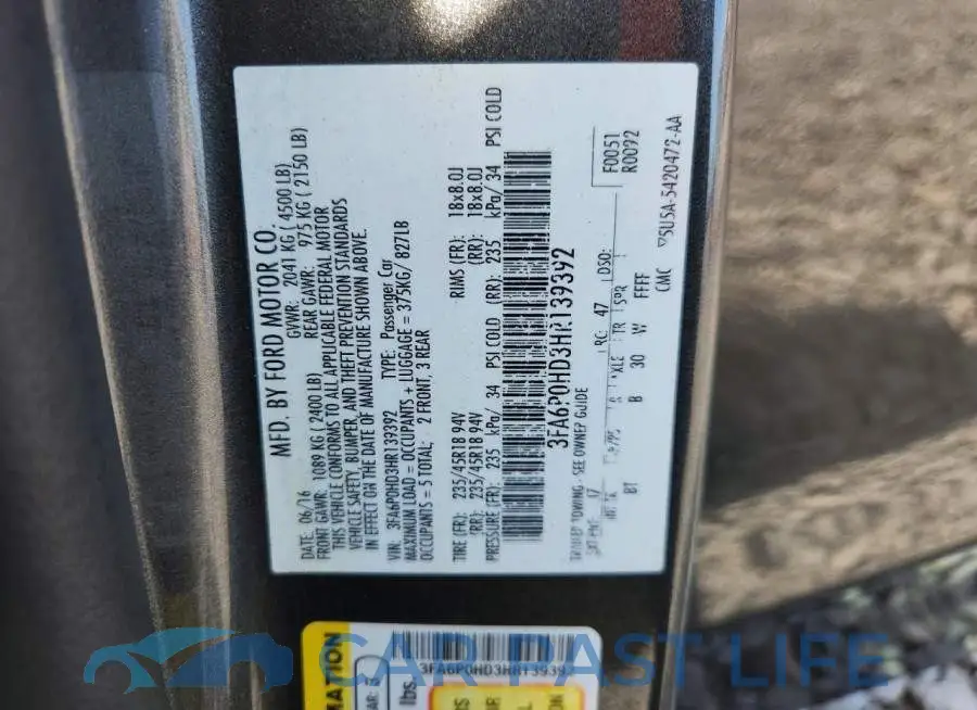 3FA6P0HD3HR139392# 12