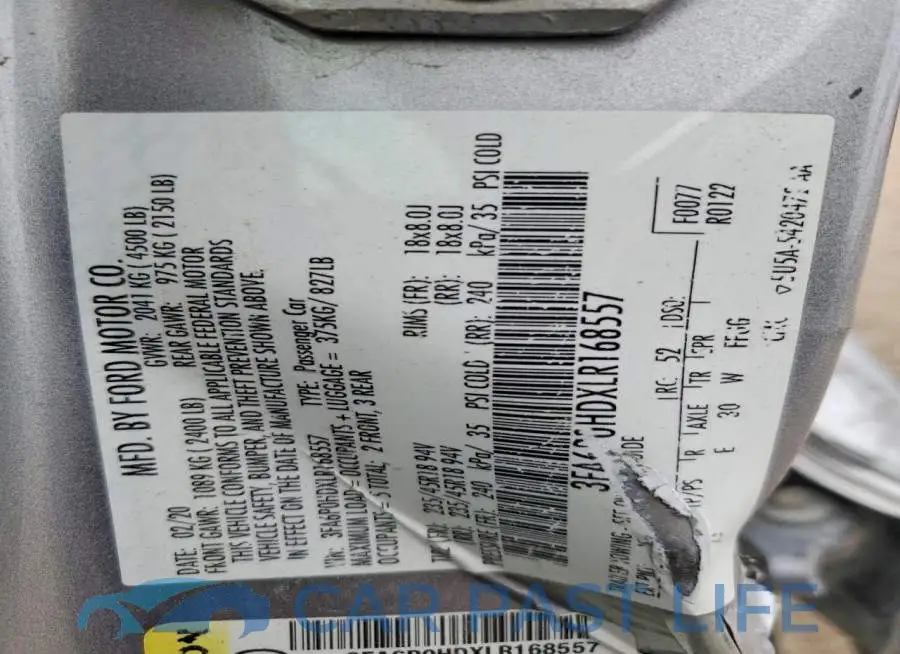 3FA6P0HDXLR168557# 12